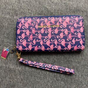 Simply Southern Zip Around Flamingo Wristlet 8"x4" NWT Wallet With Wrist Strap